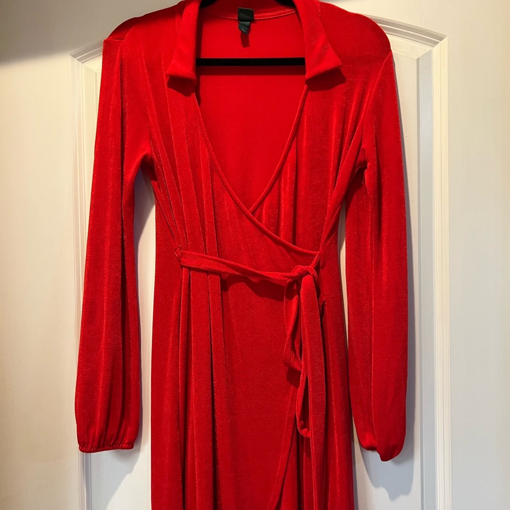 Wild Fable Vibrant Red Long Sleeve Dress